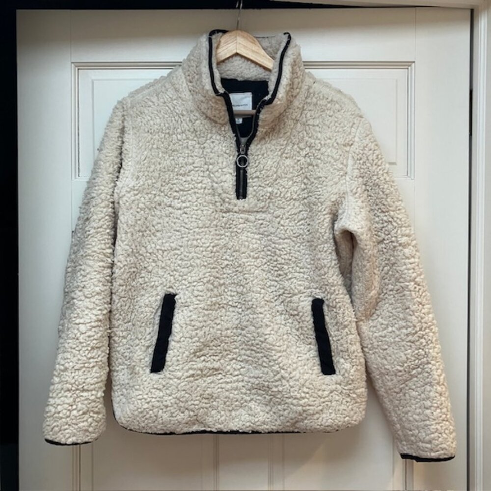 Thread &Supply cream colored wubby fleece ¼ zip pullover S - Picture 2 of 9